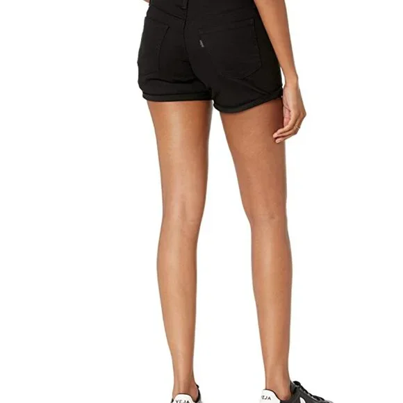 Levi S Original Red Tab Mid-Length Jean Shorts Size 8 Waist 29 Black NWT